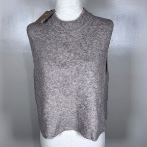 NWT Johnny Becca Taupe Sleeveless Soft Sweater Minimalist Layering Crop Top